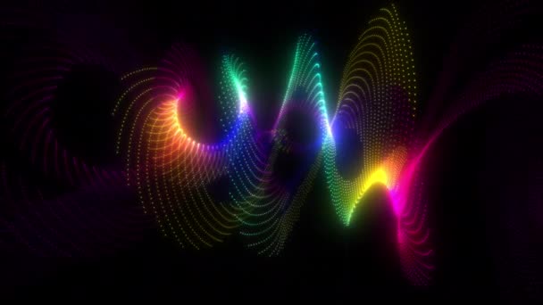 Абстрактная Геометрия Многоцветные Светящиеся Темные Радужные Точки Движения Бесшовные Петли — стоковое видео