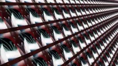 Kırmızı Neon Işık Numarası 10 'a 0 Dijital öndeki duvar ekran arka planında titreşimli kiremit matris deseni sayın. 4K 3D kusursuz döngü. Bayram etkinliği geri sayımları için 10 saniye ve ilk 10 için geri sayım.
