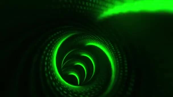 Abstrato Linhas Voadoras Movimento Brilho Iluminado Verde Neon Matriz Luz — Vídeo de Stock