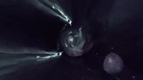 Abstrakt Mörkgrön Moln Tunnel Maskhål Bakgrund Rymden Färdas Genom Maskhåls — Stockvideo