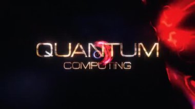 Kuantum Hesaplama Fütüristik Sinema Sancak Arkaplanı Konsepti. 4K 3D kusursuz döngü oluşturma yaratıcı Kuantum Hesaplama animasyonu giriş başlığı için parçacık elemanları tünel etkisi.