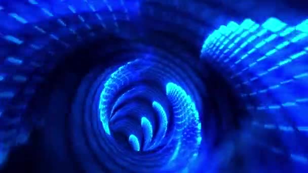 Abstract Loop Blue Dots Digital Futurista Brilhante Linhas Voo Movimento — Vídeo de Stock