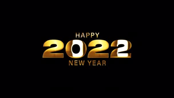 Happy New Year2022 Zlatý Text Prapor Smyčka Animace Izolované Slovo — Stock video