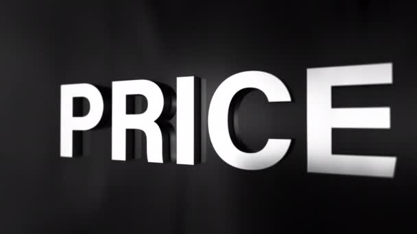 Palabra Texto Cromado Vuelo Price Value Efecto Animación Calidad Sobre — Vídeo de stock
