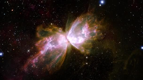 Rymdfärder Flyger Till Ngc 6302 Även Känd Som Bug Nebulosa — Stockvideo