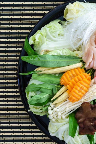Thai style shabu shabu oder sukiyaki Rohstoff — Stockfoto