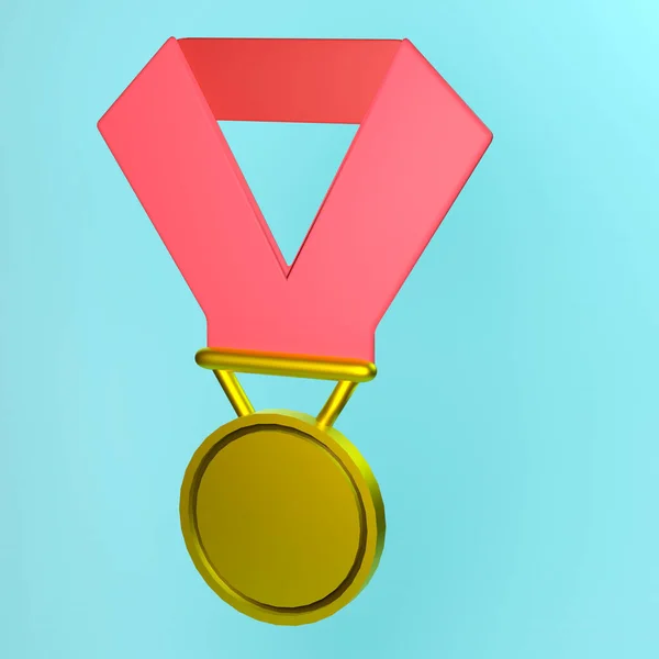 Illustration Gold Medal Red Ribbon — Stock Photo, Image