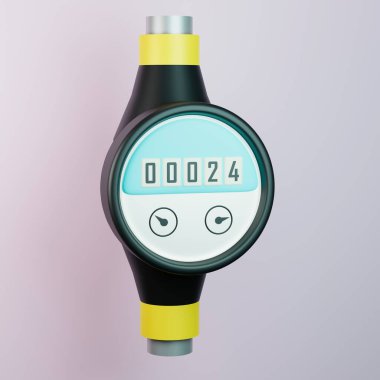 Sıcak ya da soğuk su sayaçları. 3d illüstrasyon