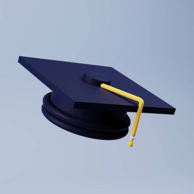 Püsküllü bir akademik şapkanın 3D çizimi