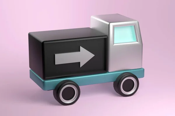 送货卡车图标 3D说明 — 图库照片