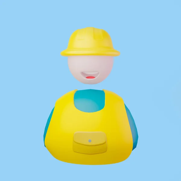 3d icon - a builder in a yellow uniform and a helmet