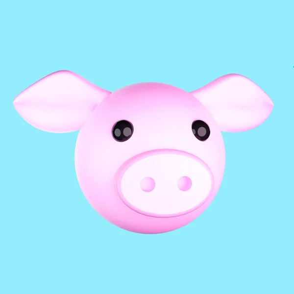 Illustration Pink Cartoon Pig Head Ears — Stock Photo, Image