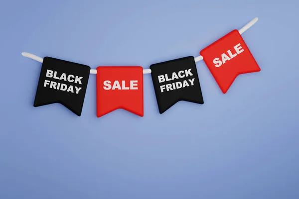 横幅与黑色和红色的标志 包括短语Black Friday Sale 3D说明 — 图库照片