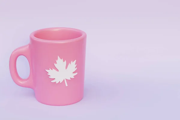 Tazza Rosa Con Una Foglia Acero Simbolo Del Canada Illustrazione — Foto Stock