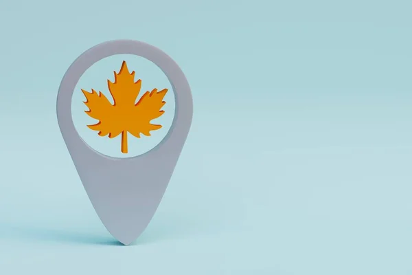Maple Leaf Läge Eller Geolocation Ikon Render Illustration — Stockfoto
