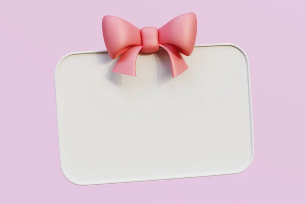 Gift Card Pink Bow Ribbon Render Illustration — Stock Photo, Image