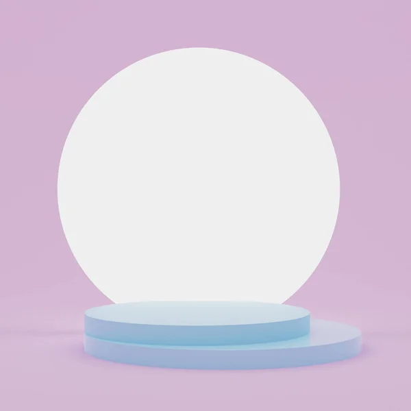 Biały Abstrakcyjny Okrąg Niebieskie Podium Różowym Tle Dla Produktu Minimalna — Zdjęcie stockowe