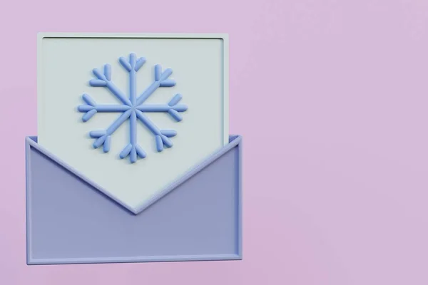 Leaf Snowflake Envelope Isolated Pink Background Render Illustration — Stock Photo, Image