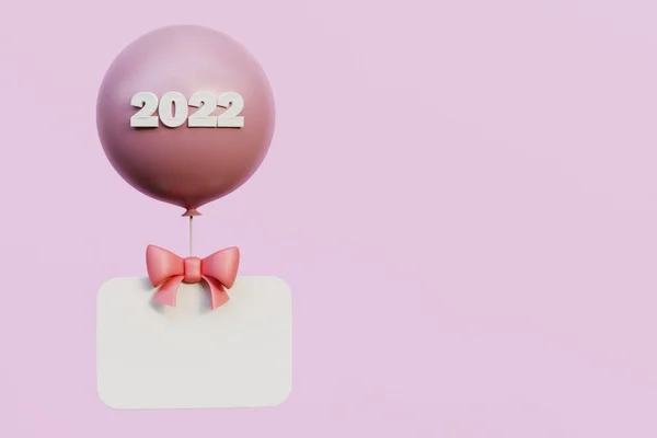 Celebración Año Nuevo 2022 Globo Rosa Con Texto 2022 Signo Imagen de stock