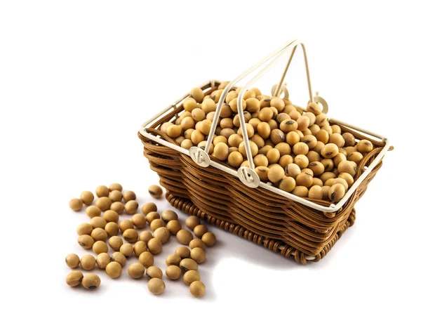 Soy bean in basket of isolated — Stock Photo, Image