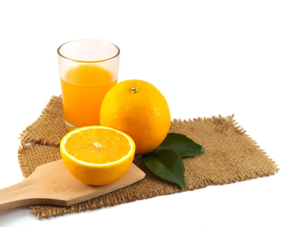 Orange fruit on gunny — Stock Photo, Image