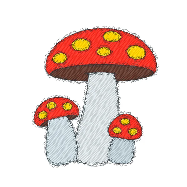 Le champignon. Croquis illustration doodle . — Image vectorielle