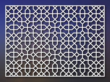 Lazer kesme şablonu. Dekoratif Panel. Orta Doğu Geometrik Deseni.