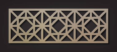 Lazer kesme şablonu. Dekoratif Panel. Doğulu geometrik desen.