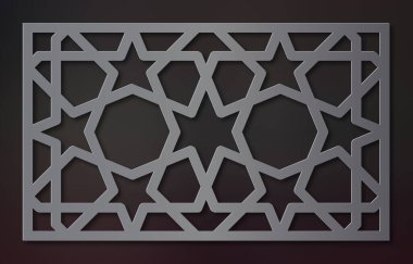 Lazer kesme şablonu. Dekoratif Panel. Orta Doğu Geometrik Deseni.