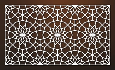 Lazer kesme şablonu. Dekoratif kafes. Orta Doğu Geometrik Deseni.