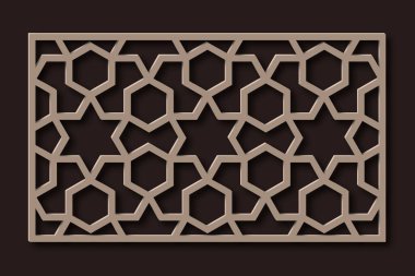 Lazer kesme şablonu. Dekoratif kafes. Orta Doğu Geometrik Deseni.