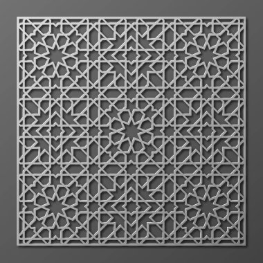 Lazer kesme şablonu. Dekoratif kafes. Orta Doğu Geometrik Deseni.