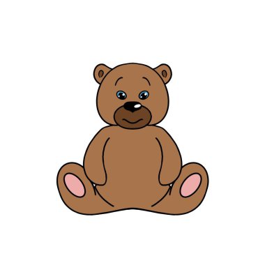 Renkli bir çizgi film karakteri, beyaz bir arka planda tek başına oturan bir oyuncak. Etiket, Çocuk Kitabı, Broşür, Broşür, Broşür, El Kitabı, Kapak, Poster, Banner, Paketleme, Sunum, Reklam,