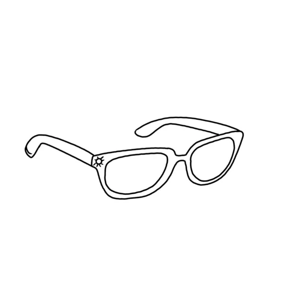 Sketch Black Line Women Summer Sunglasses White Background Background Poster — Stock Photo, Image