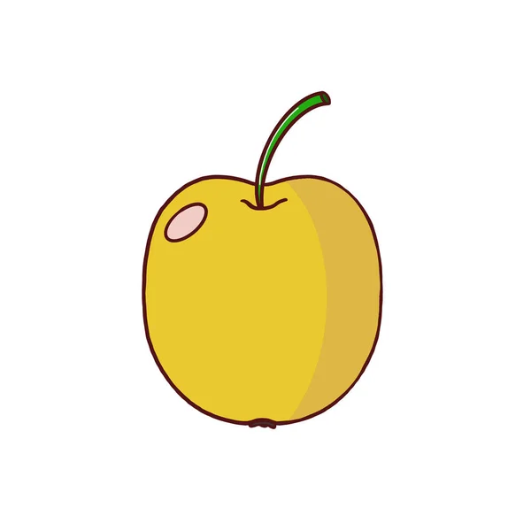 Obrázku Žluté Jablko Izolované Bílém Pozadí Ilustrace Jasně Žlutého Jablka — Stock fotografie