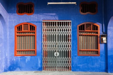 Facade of the old historial shophouse clipart