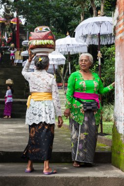 Başlarına sepetleri ile üst düzey kadın