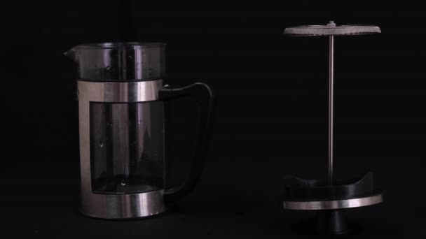 French Press Ground Coffee Grains — Stock video