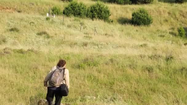 Happy Man Walking in the Countryside — Stock video