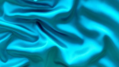 Dalgalar ve noktalar kapalı parlak mavi kumaş arkaplan, ilginç dalgalı arkaplan, kumaş üzerinde dalgaların üst görünümü, yumuşak kırışık mat kumaş, siyan gölge kumaş 