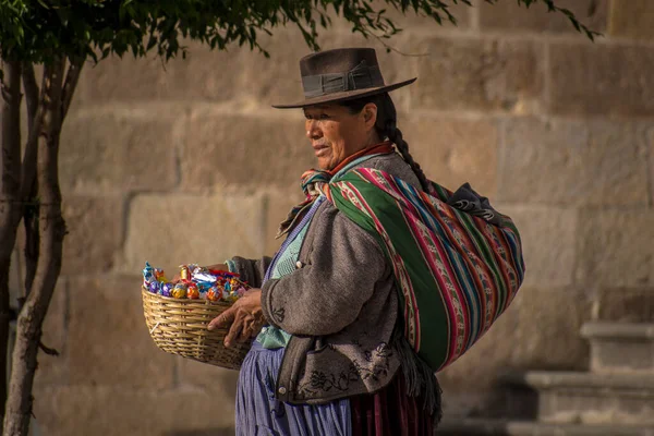 Mulher Nativa Típica Souht American Puna Sul Bolívia — Fotografia de Stock