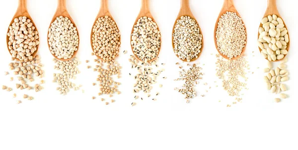 Vista Superior Cereales Tono Blanco Orgánico Seco Semillas Grano Sobre — Foto de Stock