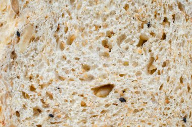 Kapalı buğday ekmeği dokusu arka planı. Sağlıklı veya karbonhidratlı gıda konsepti için