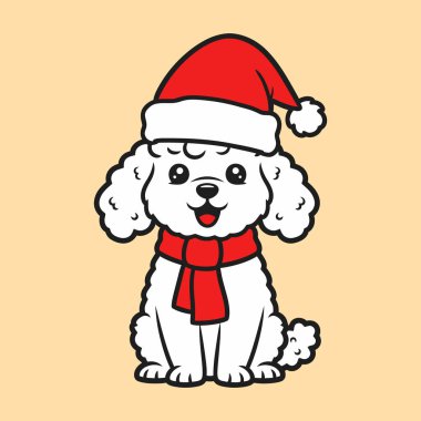 Beyaz kaniş, Noel Baba şapkası ve kırmızı eşarp takıyor.