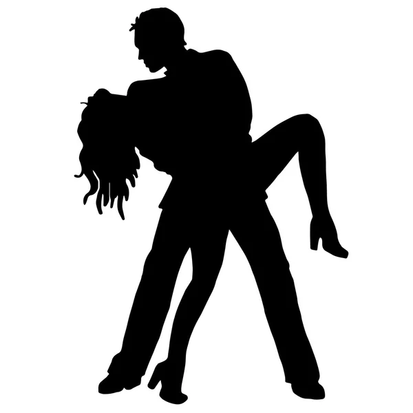 Baile en pareja. fondo. silueta — Vector de stock