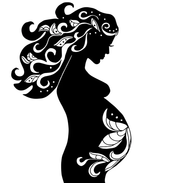 Femme enceinte avec ornement vintage — Image vectorielle