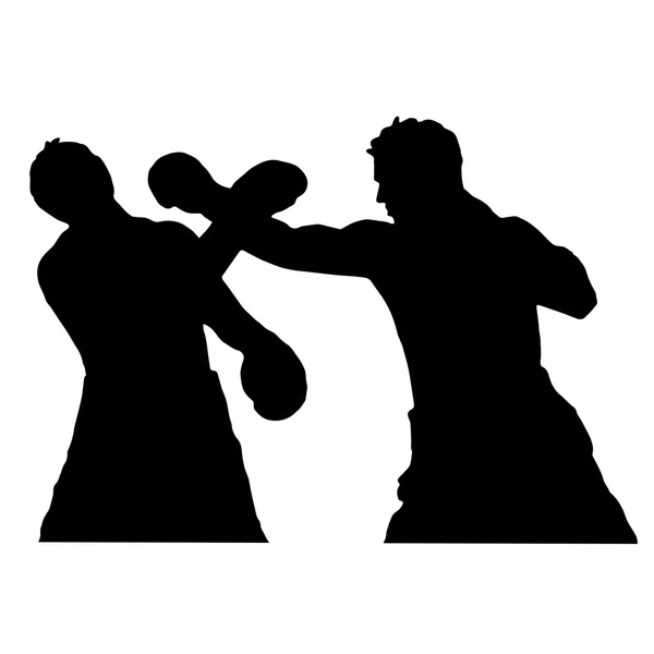 Des boxeurs. Sparring. Le combat dans le ring . — Image vectorielle