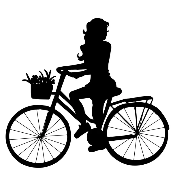 La chica en la bicicleta — Vector de stock