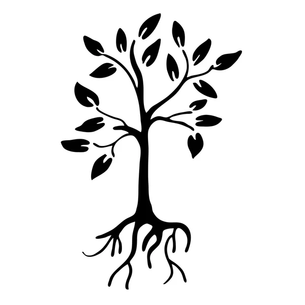 Hiqh qualità originale Albero silhouette con foglie e radici — Vettoriale Stock