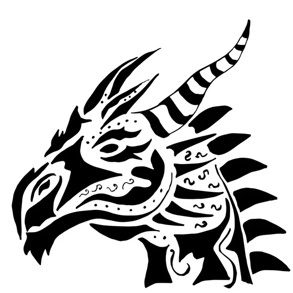 Dragon tattoo on white background, isolated — Stock Vector